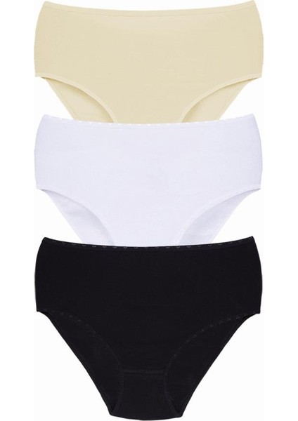 Kadın Ribana Yüksek Bel Büyük Beden Külot 3'lü Paket
