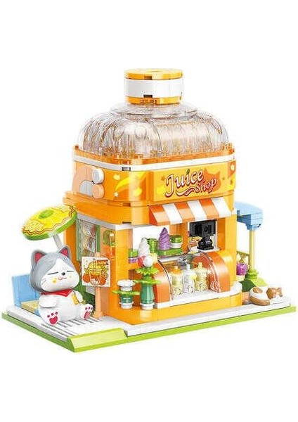 Keeppley Lovely Street K28017 Bsh Kitten Juice Shop Kedi Meyve Suyu Dükkanı Yapı Blokları Oyuncak Seti