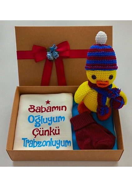 Hoşgeldin Bebek, Yenidoğan Erkek Bebek, Bordo Mavi Taraftar Hediye Seti