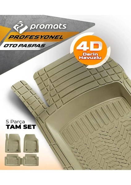 Peugeot 301 2012 Sonrası Paspas Profesyonel 4d (Bej)