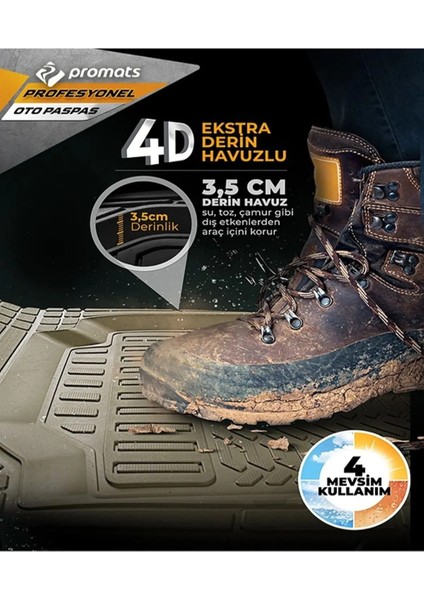 Peugeot 301 2012 Sonrası Paspas Profesyonel 4d (Bej) fırsatları