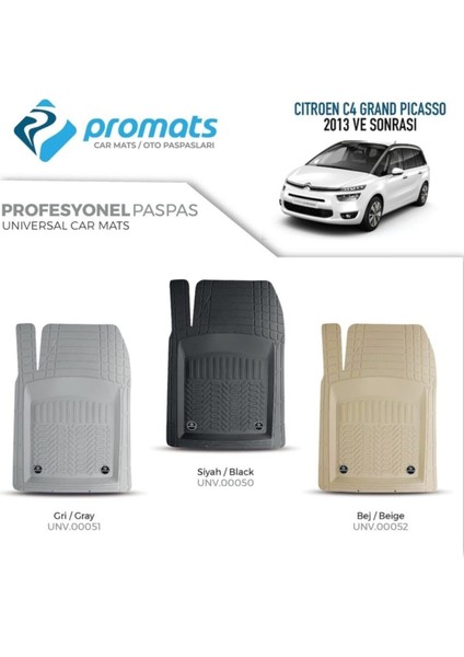 Cıtroen Grand Picasso 2013 Sonrası Oto Paspas Profesyonel 4d (Bej)