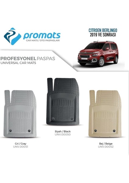 Cıtroen Berlingo 2019 ve Sonrası Oto Paspas Profesyonel 4d (Bej)