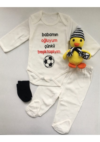 Hoşgeldin Bebek, Yenidoğan Erkek Bebek, Siyah Beyaz Taraftar Hediye Seti modelleri