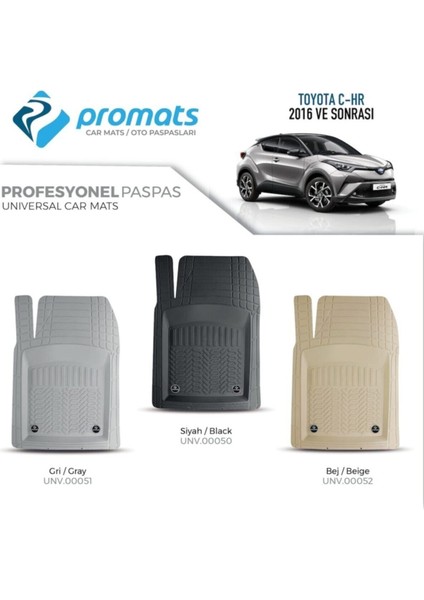 Toyota C-Hr 2016 Sonrası Paspas Profesyonel 4d (Bej)