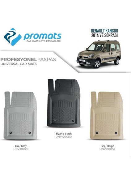 Renault Kangoo 2014 Sonrası Oto Paspas Profesyonel 4d (Bej)