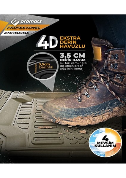 Cıtroen C3 Aircross 2016-2020 Oto Paspas Profesyonel 4d (Bej) indirimleri