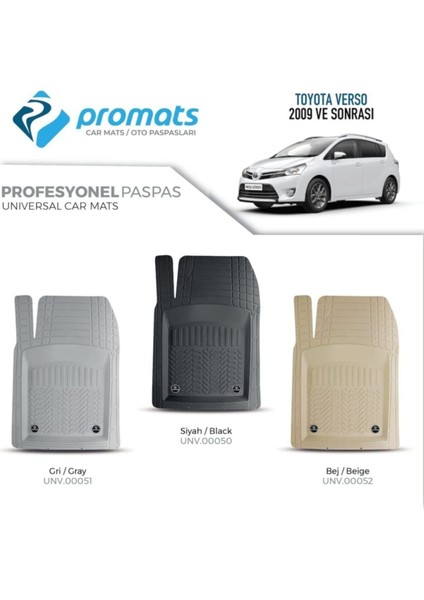 Toyota Verso 2009 Sonrası Paspas Profesyonel 4d (Bej)