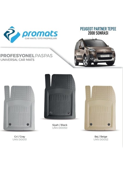 Peugeot Partner Tepee 2008 Sonrası Paspas Profesyonel 4d (Bej)