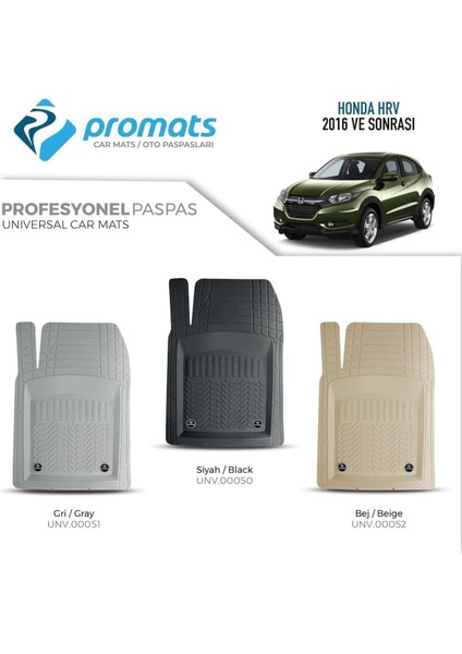 Honda Hrv 2016 Sonrası Oto Paspas Profesyonel 4d (Bej)