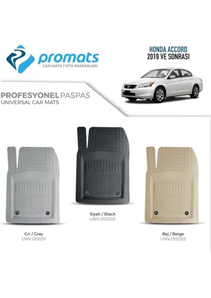 Honda Accord 2009 Sonrası Oto Paspas Profesyonel 4d (Bej)