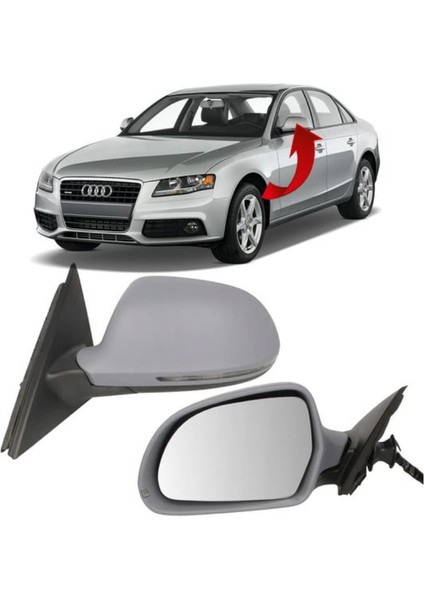 Audi A4 2008-2012 Sol Ayna Komple Elektrikli Isıtmalı 6 Pin 8K1857409E