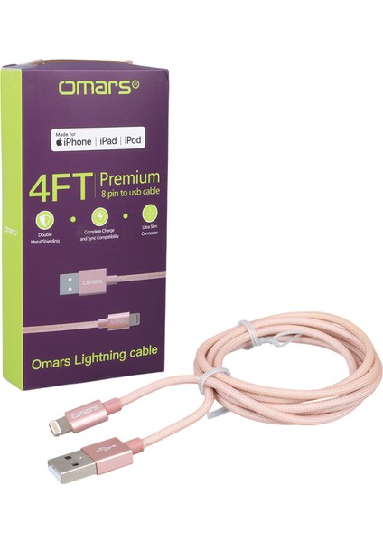 Omars OMLT040RGLPB 5 Volt-2.4 Amper USB Lıghtnıng Kablo