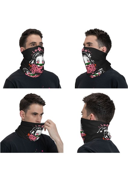 Özel Demon Slayer Kimetsu No Yaiba Bandana Boyunluk Rüzgar Geçirmez Yüz Eşarp Örtüsü Kadın Nezuko Kamado Kafa Bandı Tüp Balaclava (Yurt Dışından) modelleri