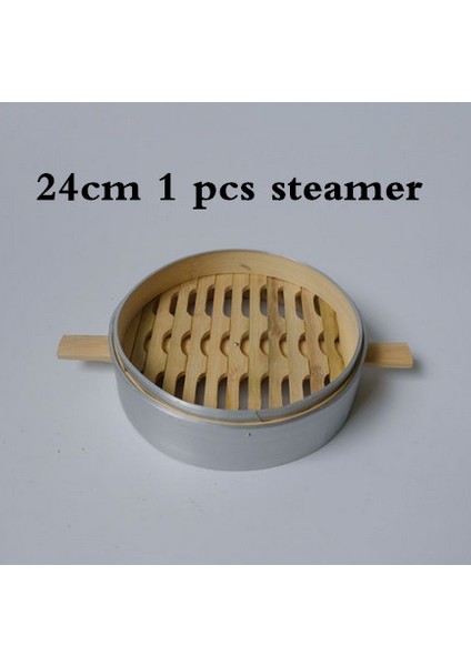 24CM 1 Vapur Stili 1 Ila 3 Kafesli Kapaklı Alüminyum Bambu Buharıtıcı Mantı Balık Sebze Atıştırmalık Sepeti Tencere Mutfak Eşyası Buharlı Pirinç Buharıtıcısı (Yurt Dışından)