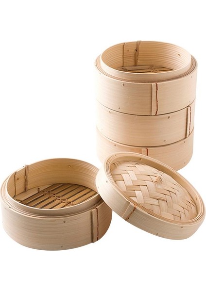 20,4 cm Kapak Stili Çin Bambu Buharlı Steamer Buharlı Ekmek Dim Sum Pirinç Ev Mutfak Taro Mantısı Steamer Rafı Buhar Tepsi Pişirme Kapları Kapak ile (Yurt Dışından)