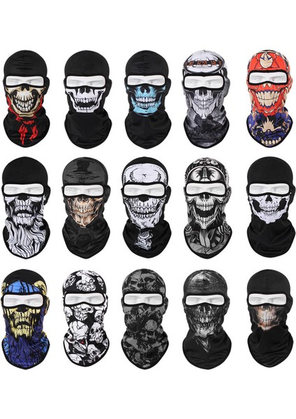 Kafatası Baskılı Bandana Balaclava Tam Yüz Maskesi Atkı Açık Hava Balıkçılık Avcılık Yürüyüş Bisiklet Boyunluk Yüz Örtüsü Kalkan (Yurt Dışından)