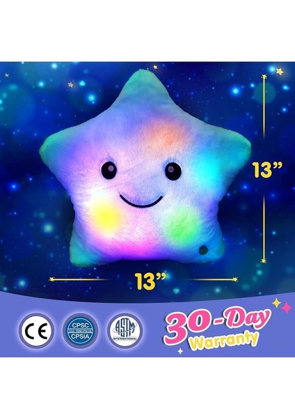 Yaratıcı Twinkle Yıldız Parlayan LED Gece Lambası Peluş Yastıklar Doldurulmuş Oyuncaklar Bebekler Kızlar Için Doğum Günü Sevgililer Hediyeleri Mavi） (Yurt Dışından) fiyatları