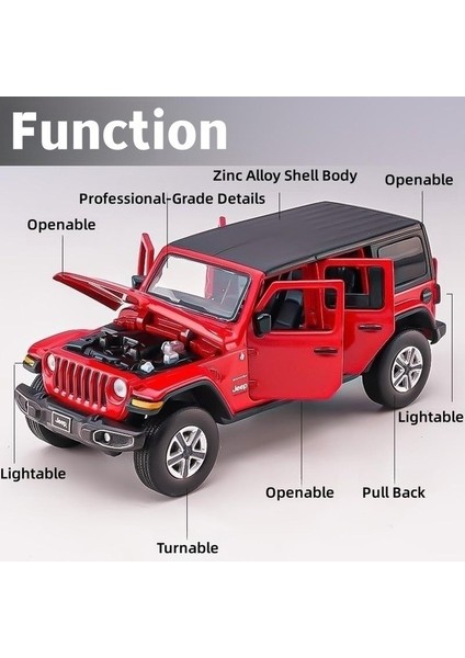 1:32 Jeep Wrangler Sahara Döküm Oyuncak Araba Modeli Suv Minyatür Filibir Kapılar Açık (Yurt Dışından)