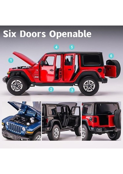 1:32 Jeep Wrangler Sahara Döküm Oyuncak Araba Modeli Suv Minyatür Filibir Kapılar Açık (Yurt Dışından)