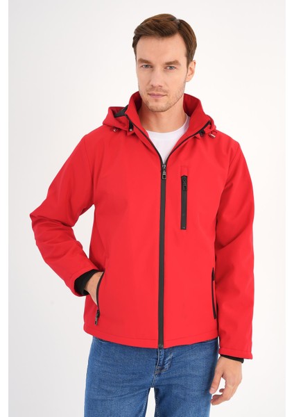 Shield Kırmızı Erkek Kapüşonlu Softshell Mont