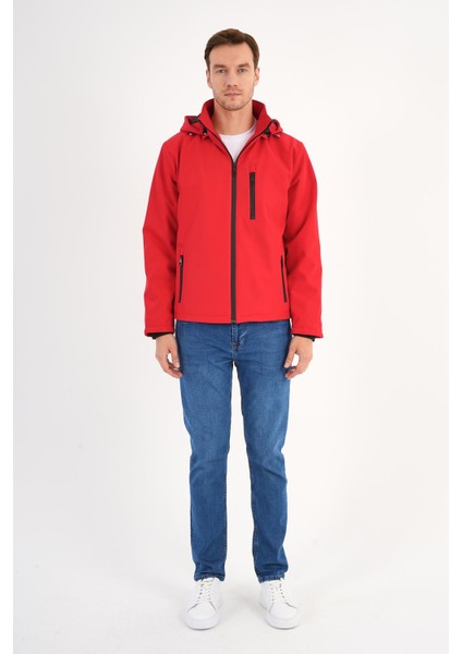 Shield Kırmızı Erkek Kapüşonlu Softshell Mont