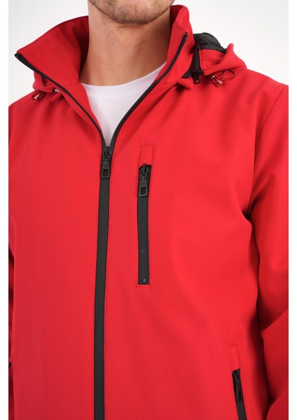 Shield Kırmızı Erkek Kapüşonlu Softshell Mont