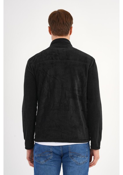 Siyah Polar Sweatshirt Erkek Dik Yaka modelleri