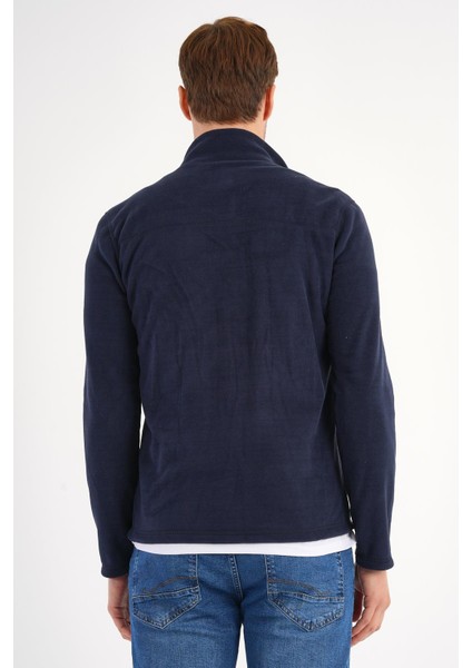 Lacivert Polar Sweatshirt Erkek Dik Yaka