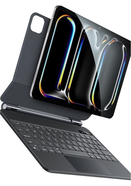 Apple iPad Pro 13 Inch (2024) ile Uyumlu Case Magic Keyboard Folio Utra Slim Klavyeli Tablet Kılıfı KB31 (Ipad Pro 13 - KB31)