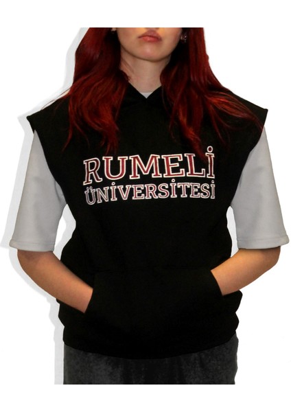 Siyah Unisex Hoodie Shirt Rumeli Üniversitesi indirimleri