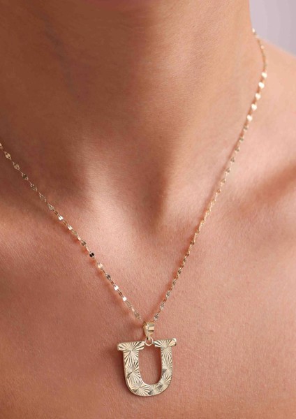 14 Ayar Altın U Harf Füzyon Kolye fiyatları