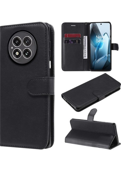 Oneplus 13 Darbeye Dayanıklı Cüzdanlı ve Standlı Kapaklı Deri Kılıf Siyah AL4232