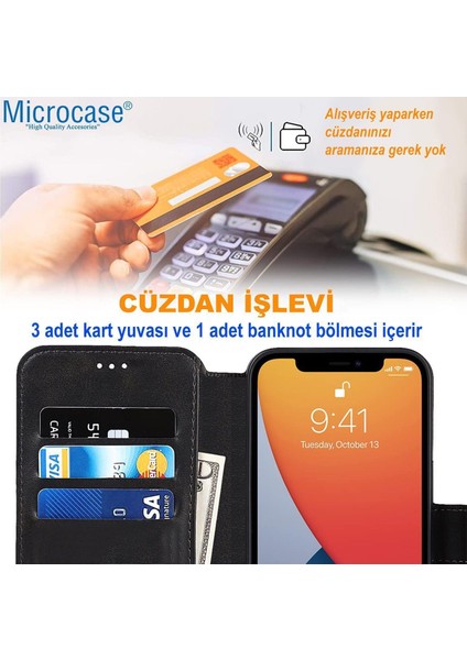 Xiaomi Redmi Note 14 Pro Plus 5g Darbeye Dayanıklı Cüzdanlı ve Standlı Kapaklı Deri Kılıf Siyah AL4232