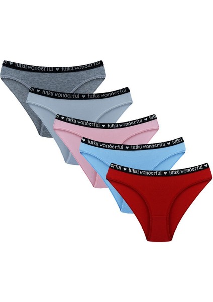 Tutku Kadın 3'lü Slip Külot (Siyah - Mavi - Pembe)