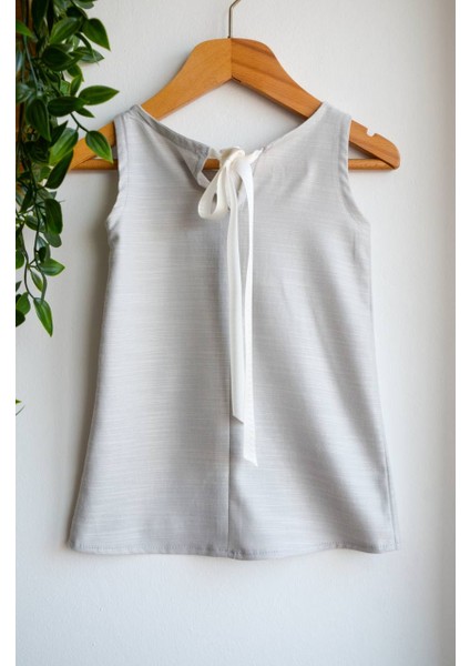 Kız Çocuk Nakışlı Keten Elbise