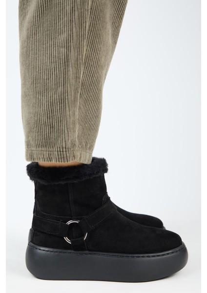 Caterina Kadın Deri İçi Kürklü Kuşaklı Siyah Bot fiyatları