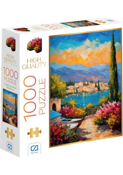 Çiçekli Veranda 1000 Parça 2,2mm Kalınlık 48X68CM Profesyonel Hobi Puzzle Yapboz Serisi