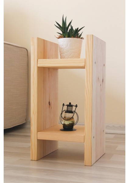 45 cm Doğal Ahşap Çiçeklik, Dergilik, Kitaplık, Dekoratif Raf 3 Farklı Ölçü 75 cm 60 cm 45 cm Dekorasyon Ürünü Iki Raflı modelleri