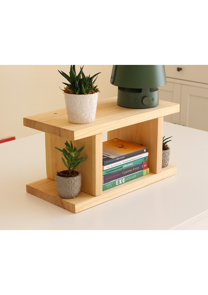 45 cm Doğal Ahşap Çiçeklik, Dergilik, Kitaplık, Dekoratif Raf 3 Farklı Ölçü 75 cm 60 cm 45 cm Dekorasyon Ürünü Iki Raflı fırsatları