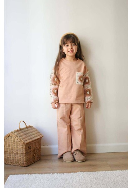 Kız Çocuk Punch Modelli Kol Detaylı Ispanyol Paça Taytlı Takım fiyatları