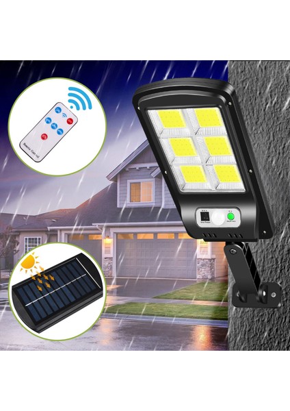 Solar Güneş Enerjili Bahçe Sokak Aydınlatma Lambası Cob LED Su Geçirmez Hareket Sensörlü 3 Mod