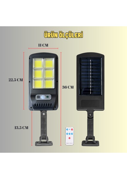 Solar Güneş Enerjili Bahçe Sokak Aydınlatma Lambası Cob LED Su Geçirmez Hareket Sensörlü 3 Mod