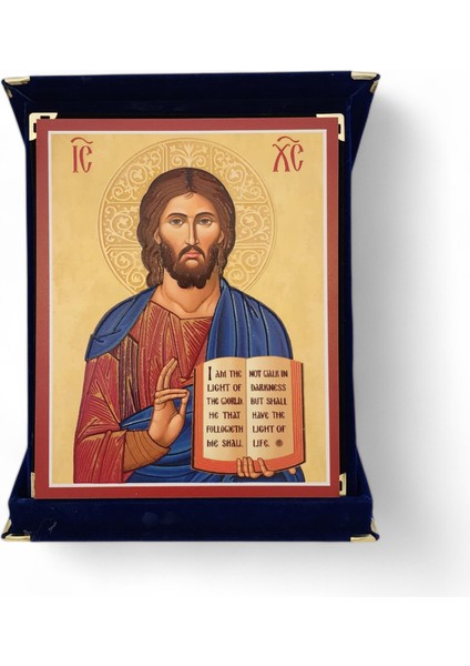 Girit Tarzı Öğretmen Isa Ikona Kadife Kutu