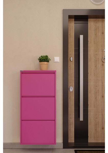 3'lü Metal Ayakkabılık - Pembe