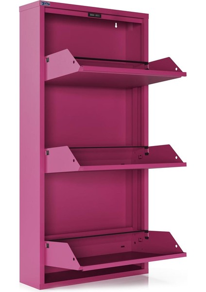 3'lü Metal Ayakkabılık - Pembe modelleri
