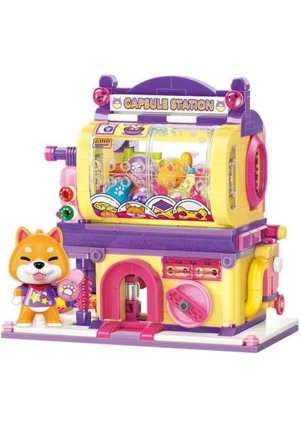 Keeppley Lovely Street K28010 Shiba Inu Gashapon Machine Kapsül Oyuncak Dükkanı Yapı Blokları Oyuncak Seti