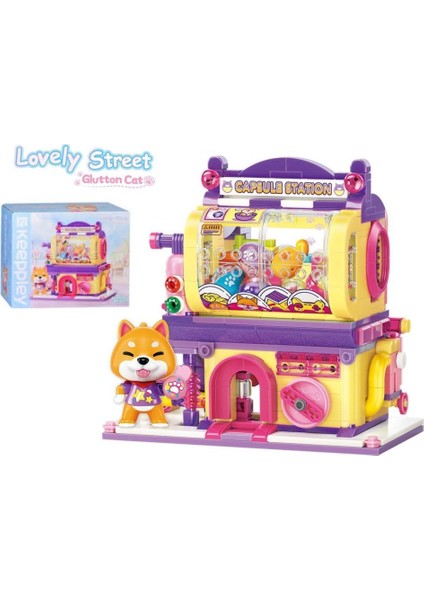 Keeppley Lovely Street K28010 Shiba Inu Gashapon Machine Kapsül Oyuncak Dükkanı Yapı Blokları Oyuncak Seti modelleri