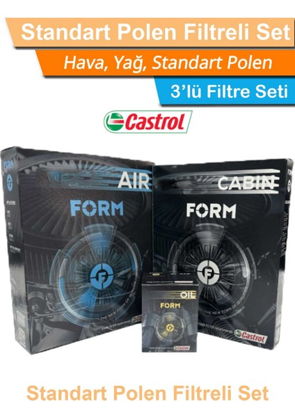 Vw Passat B8 1.6 2.0 Tdı Dizel Castrol Form Filtre Bakım Seti 2015-2020 Hava+Yağ+Standart Polen