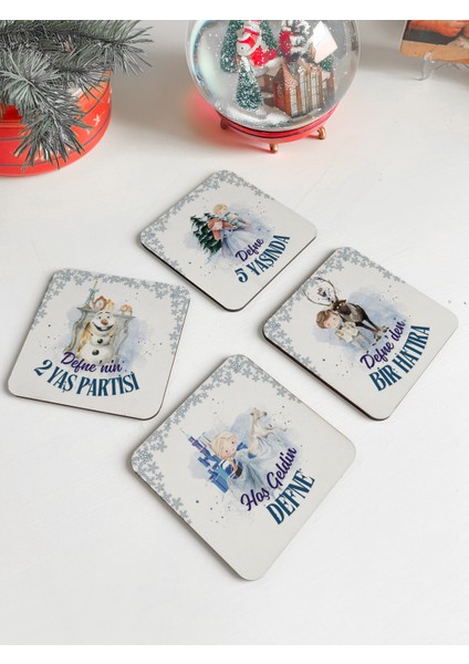 Frozen Temalı Kişiye Özel Bardak Altlığı Elsa, Anna Desenli Doğum Günü Hediyesi 50 Adet fiyatları